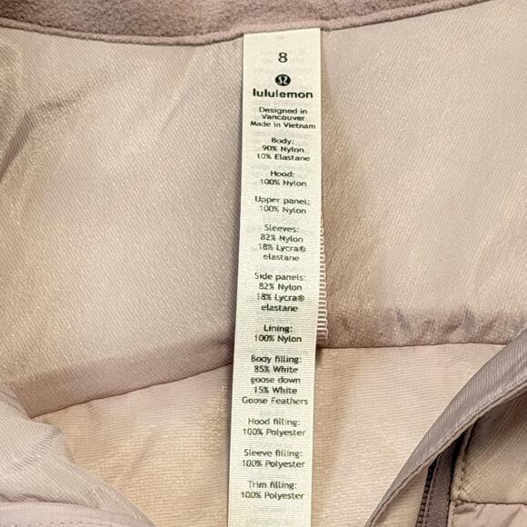 Lululemon Jacket Womens 8 Pink Hooded Goose Down Puffer Hybrid Athletic Full Zip - Picture 5 of 16